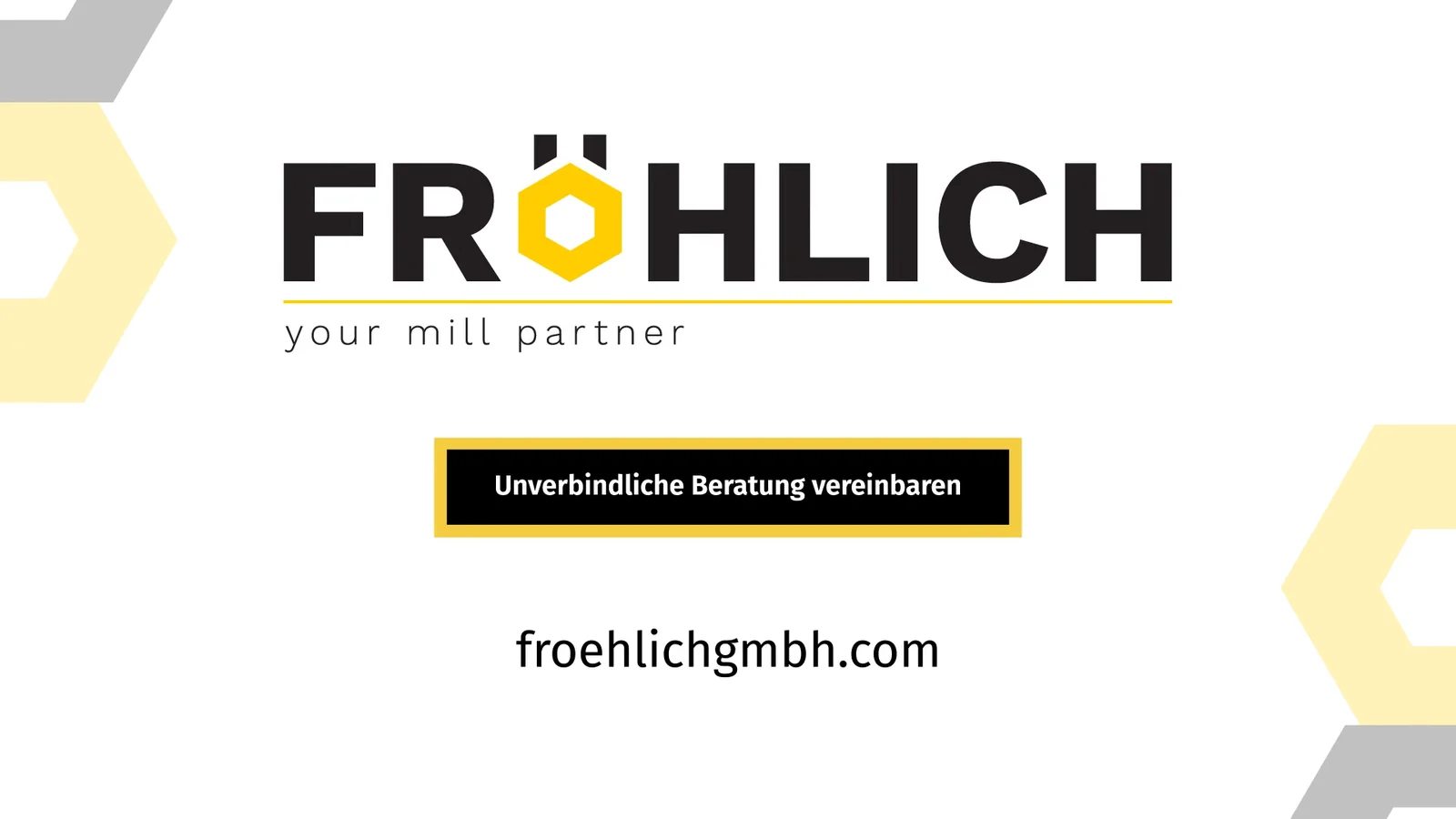 Abspann des Erklärfilms mit FRÖHLICH-Logo und der Schaltfläche „Unverbindliche Beratung vereinbaren"